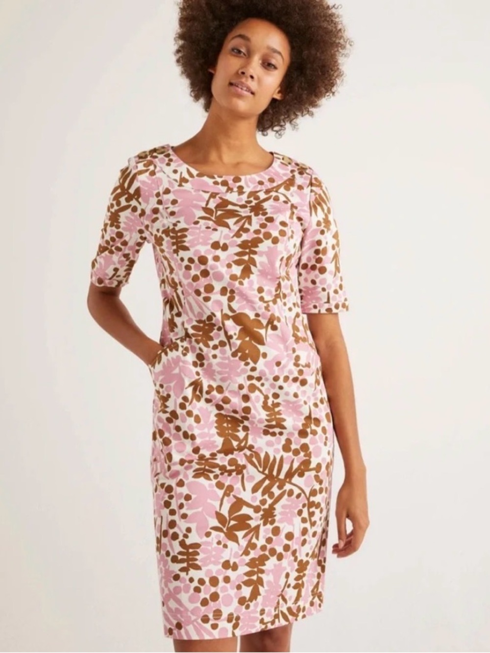 Boden Floral Print Iona Button Detail At-The-Knee Dress |Size 10|